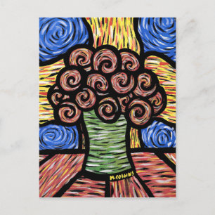 Postal Flores Abstractas En Color Vase