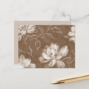 Postal Flores abstractas marrones blancas