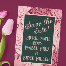 Flores abstractas verdes y rosas profundas salvan 