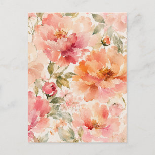 Postal Flores Acuarela Cálidos y Románticos de Verano