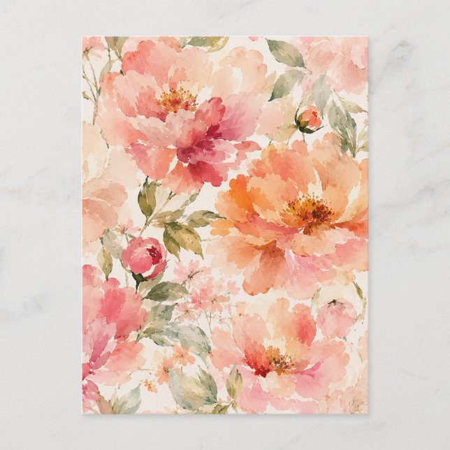 Postal Flores Acuarela Cálidos y Románticos de Verano (Anverso)