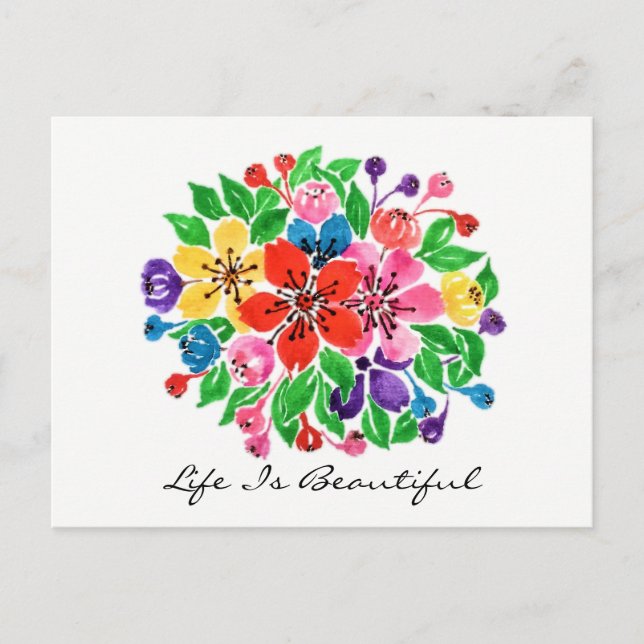 Postal Flores acuarelas (Anverso)