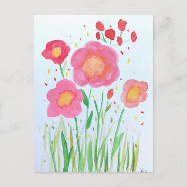 Postal Flores acuarelas (Anverso)