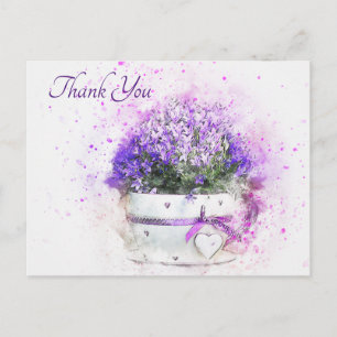 Postal Flores acuáticas de lavanda de bonito Gracias