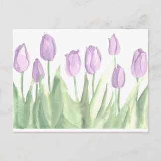 Postal Flores acuáticas del jardín de tulipanes morados