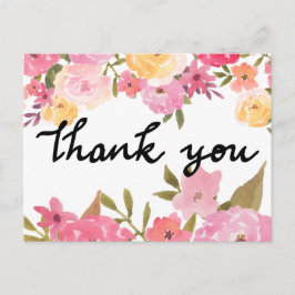 Postal Flores acuáticas Gracias Tipografía Boda