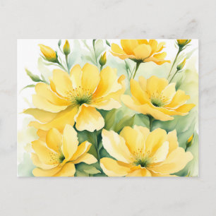 Postal Flores Amarillas Acuarela Floral