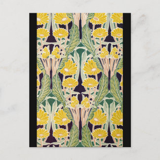 Postal Flores amarillas Art Nouveau