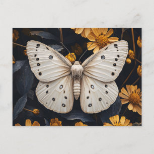 Postal Flores Amarillas descansan en la polilla blanca