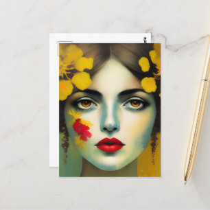 Postal Flores amarillas en el pelo