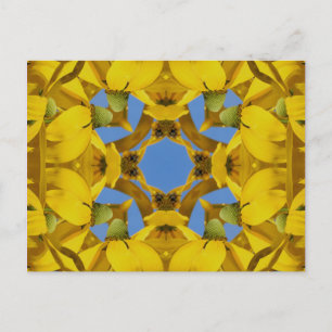 Postal Flores amarillas Kaleidoscope Art Flower Postcar
