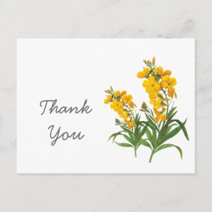 Postal Flores amarillas vintage gracias