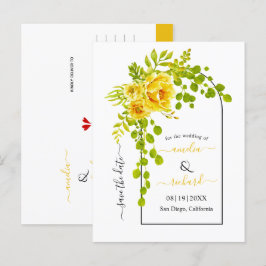 Postal Flores amarillas y boda de otoño en arco Salven la