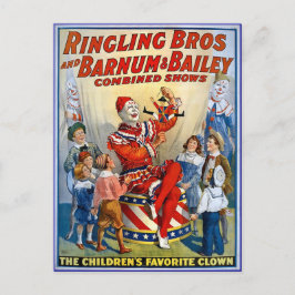 Postal Flores anilladas y payasos de barnum y Bailey