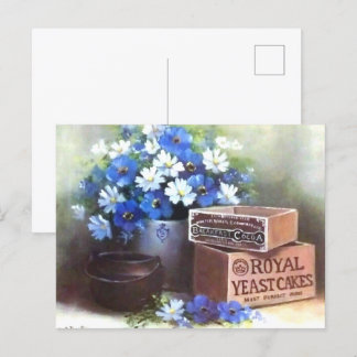Postal Flores Antigüedades Cartucho publicitario de mader