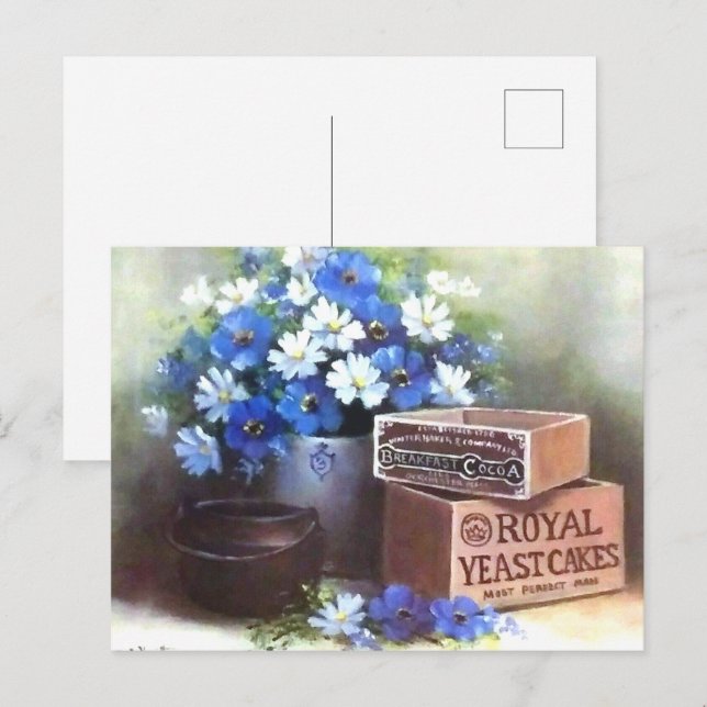 Postal Flores Antigüedades Cartucho publicitario de mader (Anverso / Reverso)