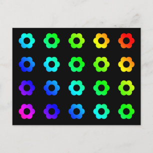 Postal Flores arcoiris coloridas margaritas multicolores