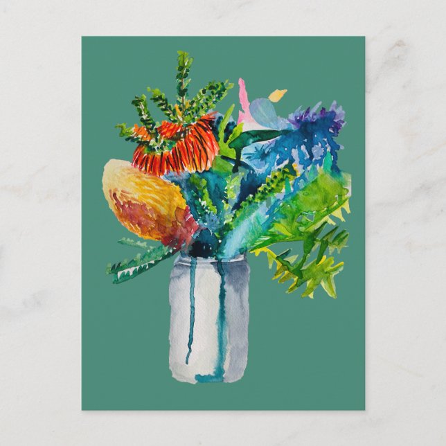 Postal Flores australianas acuarela (Anverso)