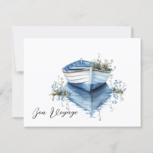 Postal Flores azules Bon Voyage Rowboat