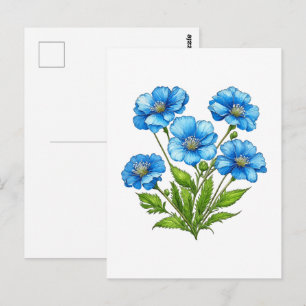 Postal Flores Azules Pequeñas