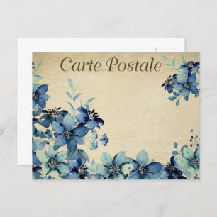 Postal Flores azules vintage