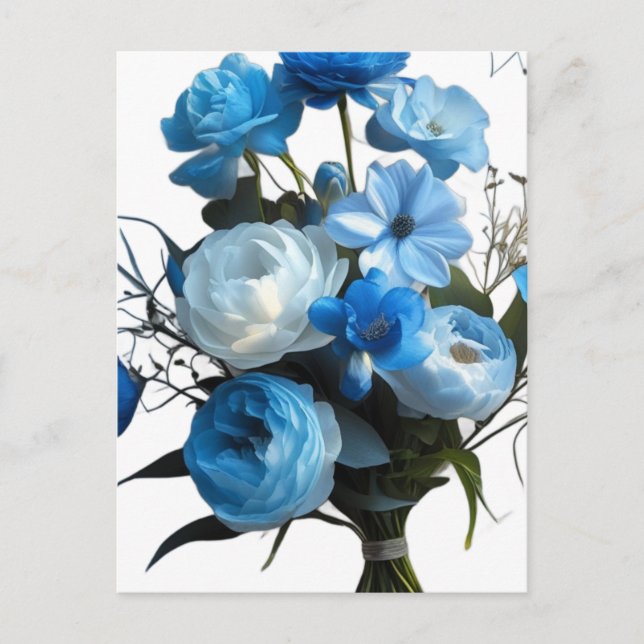 Postal Flores azules y blancas (Anverso)
