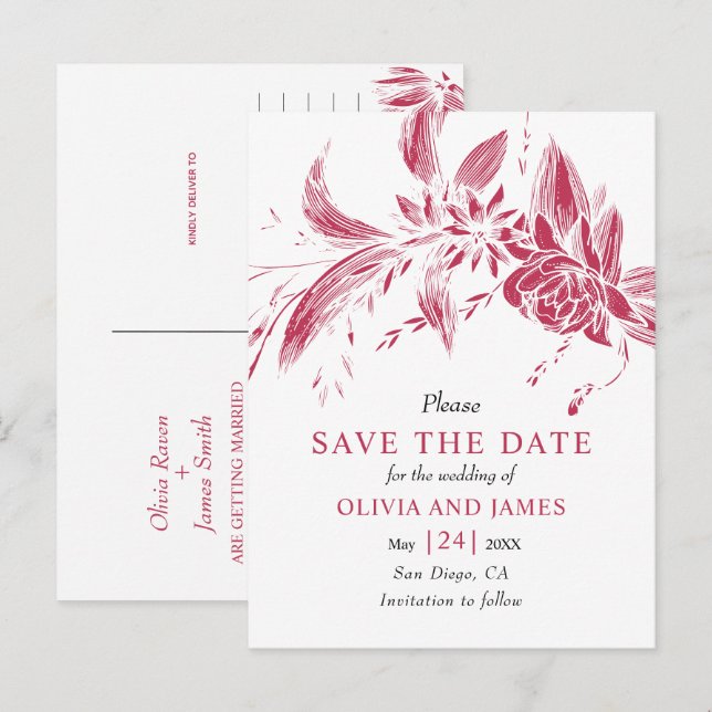 Postal Flores azules y blancas salvan la fecha (Anverso / Reverso)