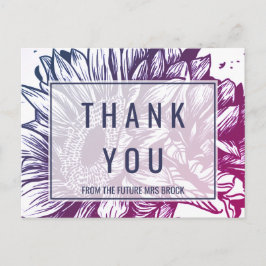 Postal Flores azules y púrpura naranja giratorias gracias