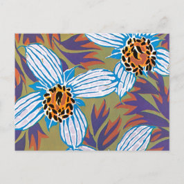 Postal Flores blancas con hojas moradas