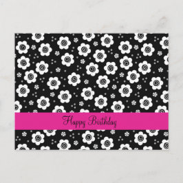 Postal Flores blancas negras cortas Postcard
