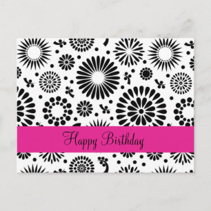 Postal Flores blancas negras Retro Postcard