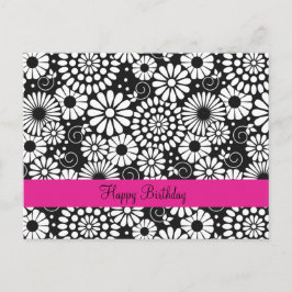 Postal Flores blancas negras Retro Postcard