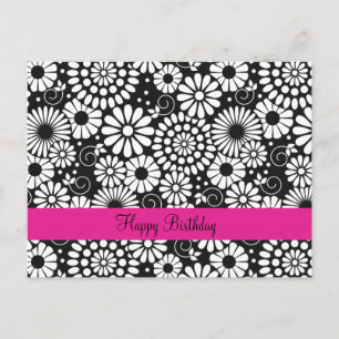 Postal Flores blancas negras Retro Postcard
