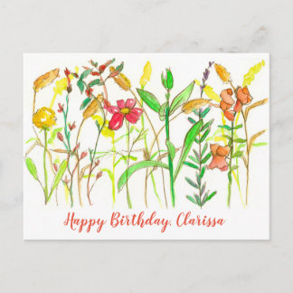 Postal Flores Botánicas de Otoño Feliz Cumpleaños