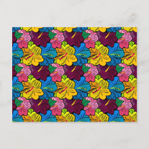 Postal Flores Brillantes Coloridas Hibiscus