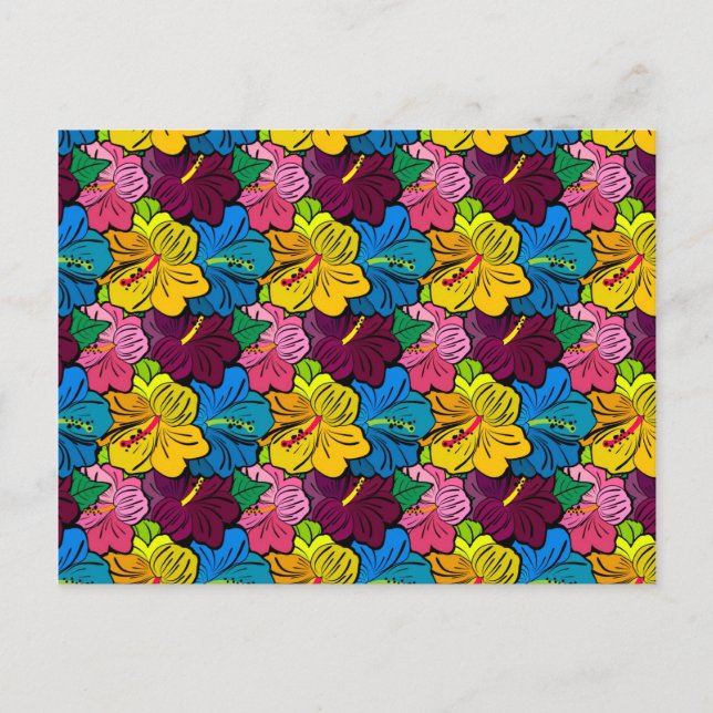 Postal Flores Brillantes Coloridas Hibiscus (Anverso)