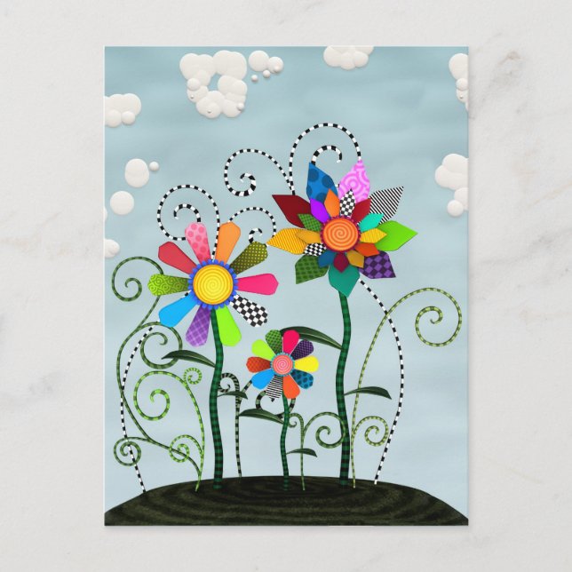 Postal Flores caprichosas (Anverso)