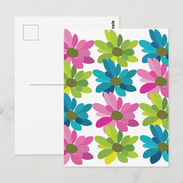 Postal Flores Coloridas Flores Silvestres (Anverso / Reverso)