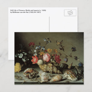 Postal Flores, Conchas e Insectos Balthasar van der Ast