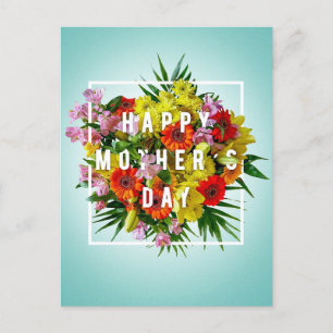 Postal Flores cuteadas felices Día de la Madre Floral
