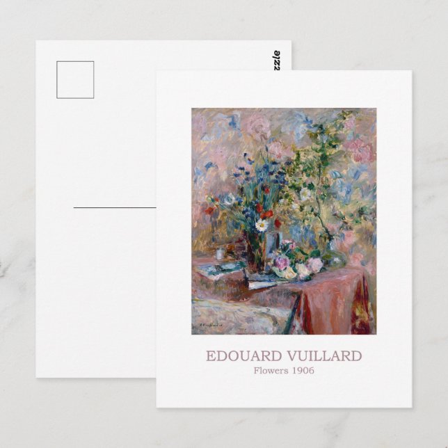 Postal Flores de 1906 por Edouard Vuillard (Anverso / Reverso)