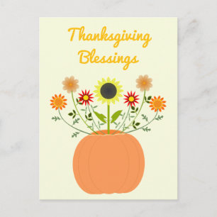 Postal Flores de Acción de Gracias en Calabaza Personaliz