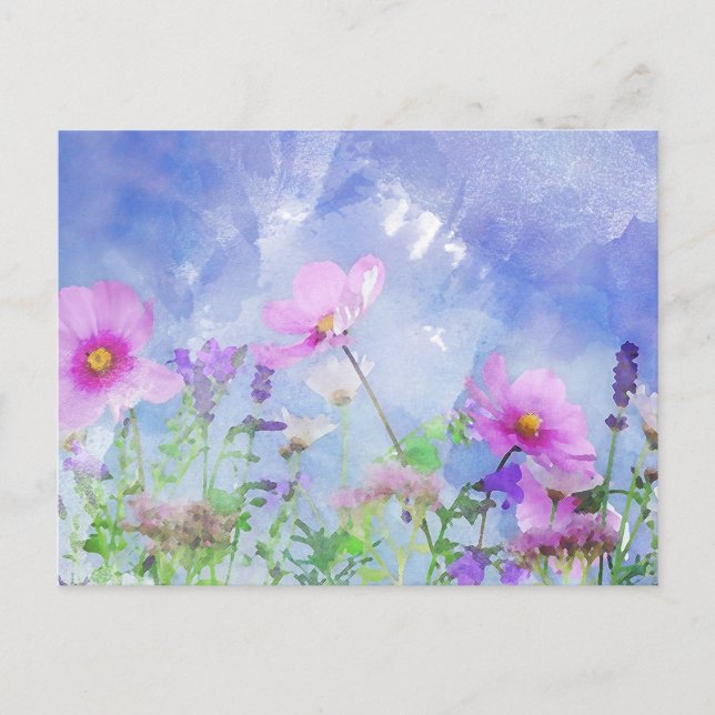 Postal Flores de Acuarela (Anverso)