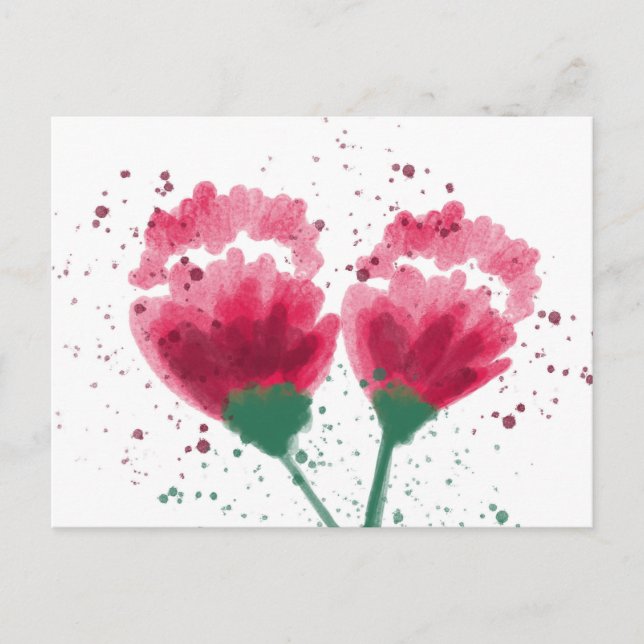 Postal Flores de Acuarela para Cumpleaños en Cualquier Oc (Anverso)
