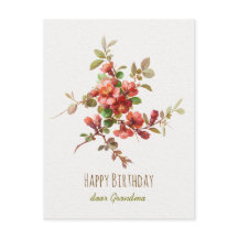 Flores de acuarela roja Feliz cumpleaños, querida 