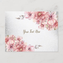 Postal Flores de Acuarela Rosadas Brillantes Modernas