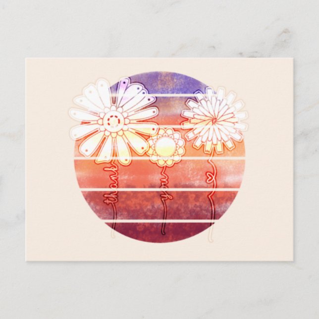 Postal Flores de agradecimiento al atardecer - Naranja cl (Anverso)