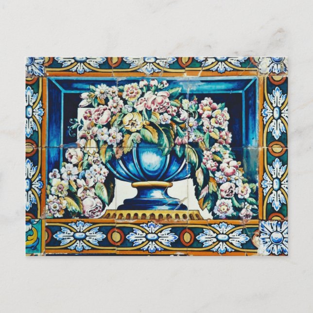 Postal Flores de agua en jarrón, Plaza de España, Sevilla (Anverso)