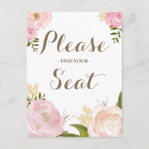 Postal Flores De Agua Romántica Encuentre Su Asiento