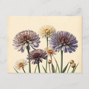 Postal Flores de alio silenciadas en papel viejo